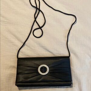 La Regale Black Clutch with Pleated Design
